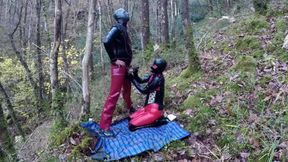 Amateur Masked Latex Rubber Doll Couple Fuck Outdoors In Forest