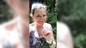 Unbridled arousal on a forest stroll: fingers teasing &mdash;  brief dress flaunting &mdash;  primal urge commanding