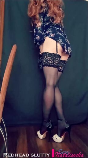 Redhead slutty standing sexy legs