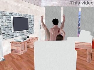 Animated CG Homo Porn - Guy Banging One more Chap in Spoon Position on Floor