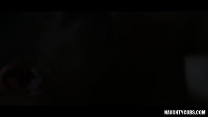 Brunette gay threesome with cum in mouth