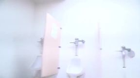 Guy riding fat cock in public toilet