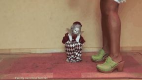 Harlequin under hard wooden Clogs