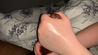 Hand job massive Cumshot: his cock drooled like imbecile as jerk him. P2