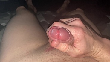 Jerking off white uncut cock and cum on myself! POV!