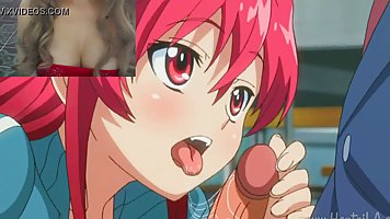 Red haired, Hentai vampire with big boobs likes to fuck men after sucking their cocks