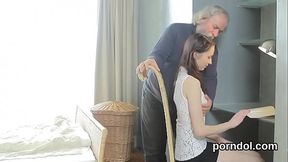 Older teacher pleases and drills nude beautiful kitten