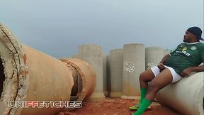 After the game I went to masturbate at the construction site and play with a dildo.