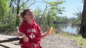 Lifeguard Fayth Practices Blowing Bubbles - WMV