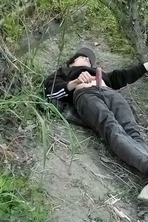 Cute Jon Arteen Gay Twink Jerks off Outdoors, Dry-humps the Air, and Shoots Cum Through a Hole in His Pants