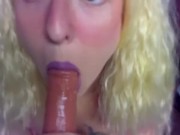 Sloppy Blow Job in Purple Lipstick and Cat Ears