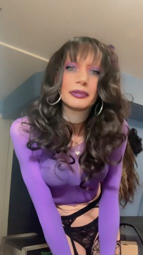 Transparent Purple Top with Purple Stockings