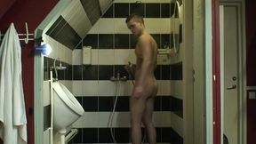 Twink with Tatoos and Nipple Clamps Starts in Shower