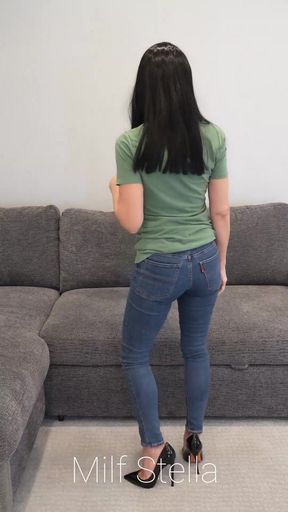 Jeans, Tee & Black Hair