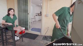 Best friends Corra Cox and Samantha Black swap their stepbrothers for deviant fucking