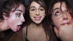 Dirty Diva Licks the Floor While Her Stepdaddy Blasts His Load in Her Eyes