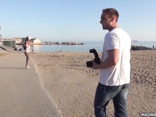 German tourist picks up a busty latina