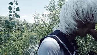 Cute femboy gets barebacked by daddy in public outdoors