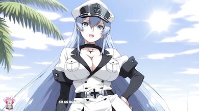 Esdeath Rough Sex And Creampie On Desert Island With Tatsumi Big Tits Blowjob