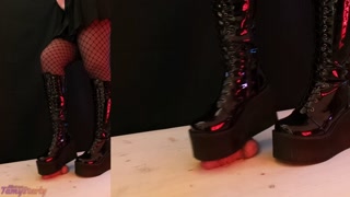 PLATCRUSH Bootjob in Platform Knee Sexy Heels with TamyStarly - (Edited Version) - CBT, Ballbusting
