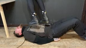 Spontaneous careless trample in boots