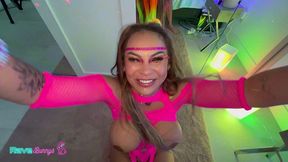 essie gotback ignites a neon afterparty with her stunning curves!