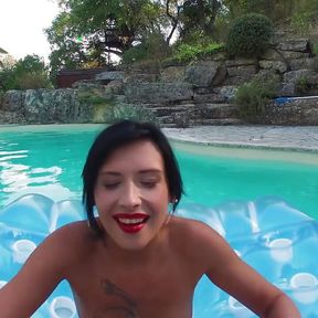 French Brunette JOI in the Swimming Pool