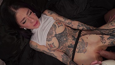 Petite Brunette Slut Gets Her Tiny Pussy Blown Out And Breeding Creampie!