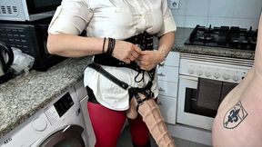 Domestic Slave Husband Fucked in the Kitchen