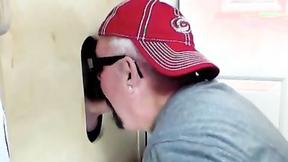 ”Meat hungry whore sucking delicious cocks in a gloryhole”