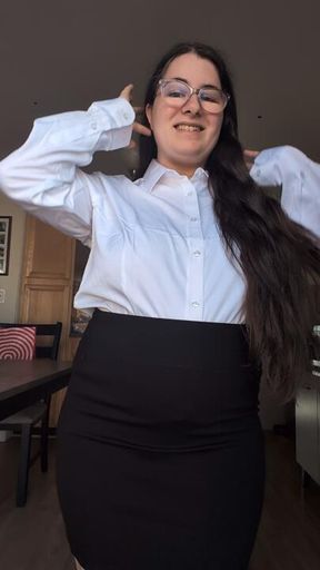 Stripping out of my office attire and fucking myself like crazy with my dildo and creaming a lot