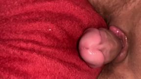 Humping my trans man's cock and pussy on a big dick