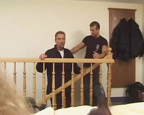 Wild blonde lady from Germany taking care of two loaded cocks
