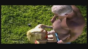 Slut sucking cock outside
