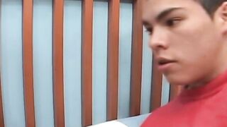 Slender latino twink bends over and gets smashed doggy style