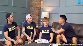 Gay Boy And In College Freshmen Barebacked In Foursome By Pledge Masters 7 Min