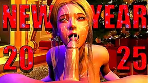 New Year's Eve blowjob l 3D animation