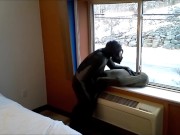 frogmen show at hotel window