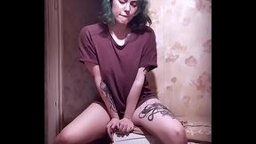 Teen girl loves to have fun on the washing machine