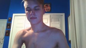 Twink Sits Back and Strokes His Cock and Shoots