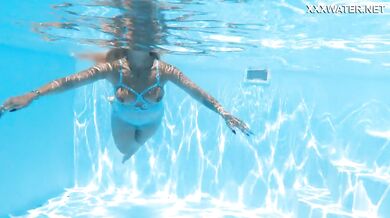Underwater swimming with the most charming model
