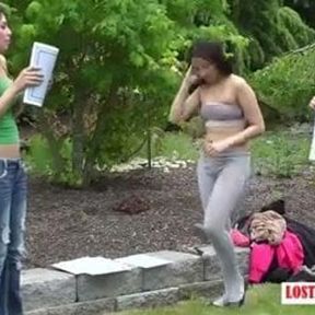 Three girls play strip highest card wins