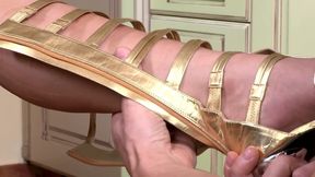 Dominant Mistress Commands Bald Slave Foot Worship