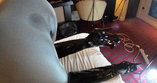 POV of Catwomen Zentai cum on nylon face