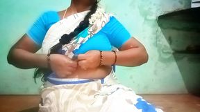 Exotic Tamil nymph Priyanka unveils her vulva in her rural abode.