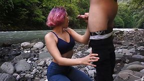 Сouple enjoys outdoor romantic sex due the hiking