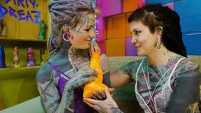 Gorgeous inked dolls Anuskatzz and IlluZ are enjoying anal sex