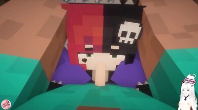 Minecraft blows my huge cock deepthroats me and swallows all my cum