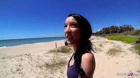 Skinny Teen Tania Pickup for First Assfuck at Public Beach by old Guy