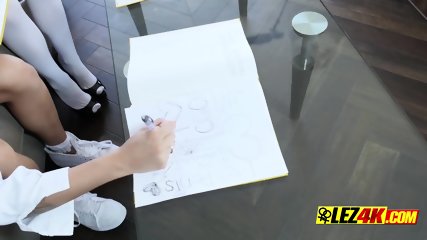 Sadie gets her cunt popped during class by horny lesbian tutor